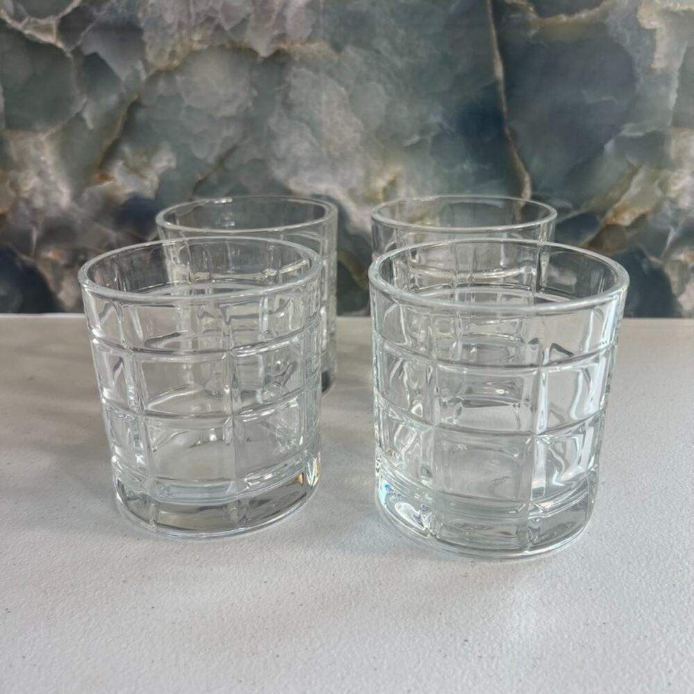 Studio Crystal Clear Whiskey Glasses Set of 4 3.5" Tartan
